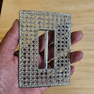 Retro White Rhinestone Large Sash Buckle